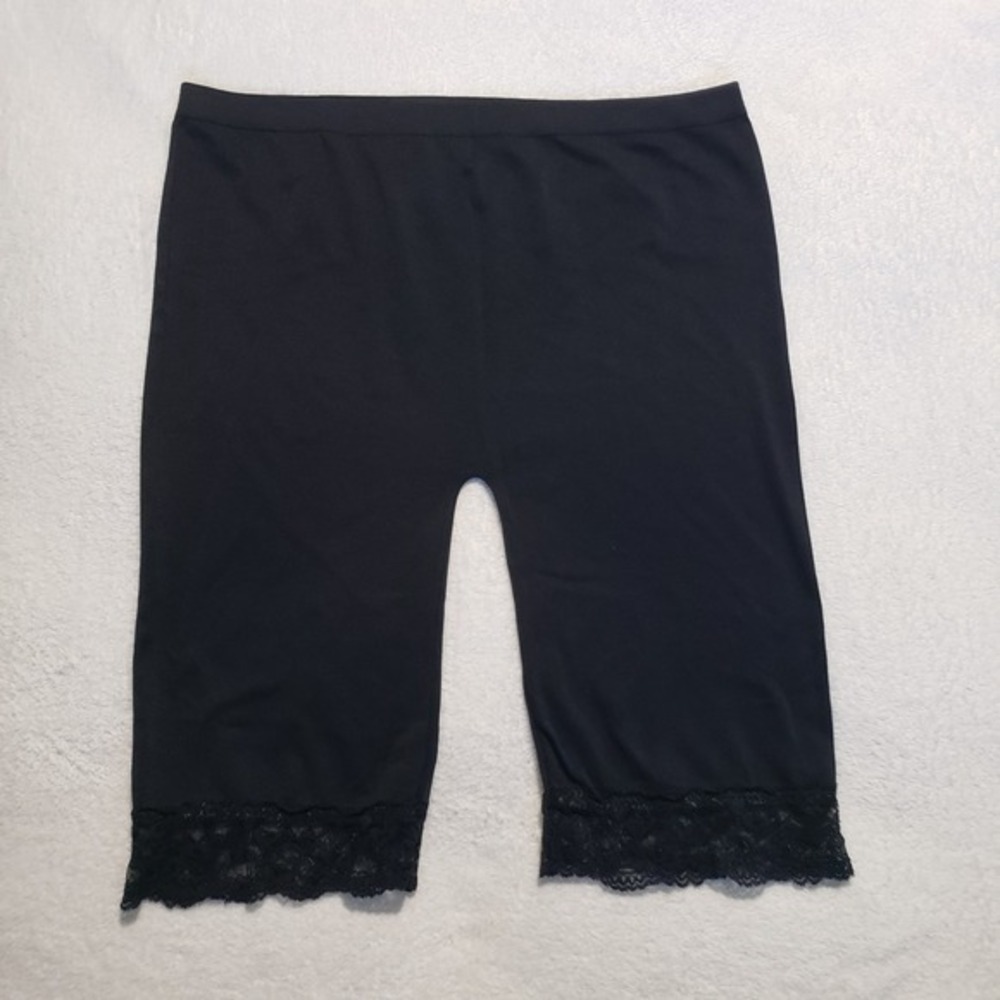 One Step Up Undergarment Slip Shorts Women's OS Black Seamless Stretch Lace Trim